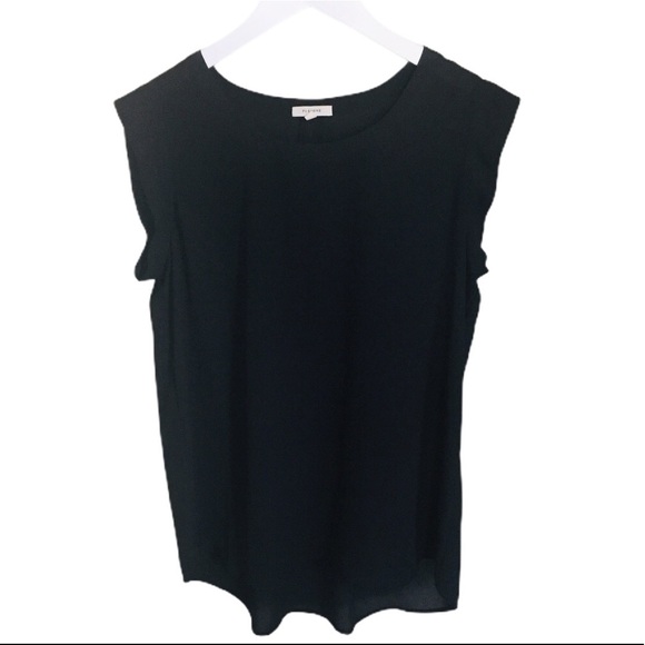 PLEIONE (Anthropologie) Bailey Blouse/Top With Cap Sleeves Black Size Small - Picture 9 of 11